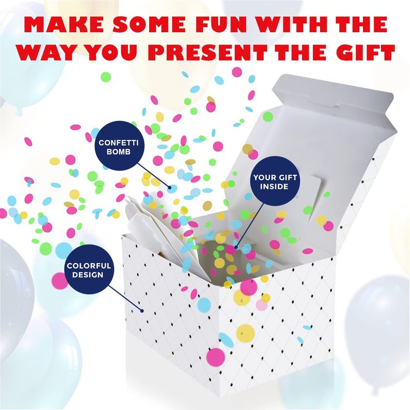 FETTIPOP Exploding Birthday Gift Box DIY negro Premium Confeti